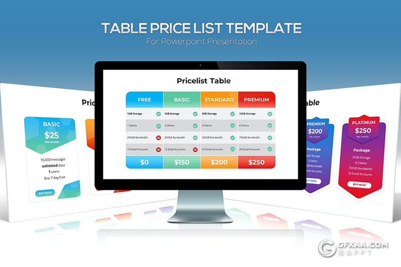 国外创意彩色项目价格表PPT模板6种主题配色 - 顶尖PPT