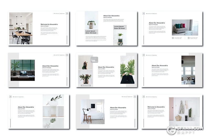 64页极简文艺风格室内装修设计公司宣传介绍PPT模板 - 顶尖PPT