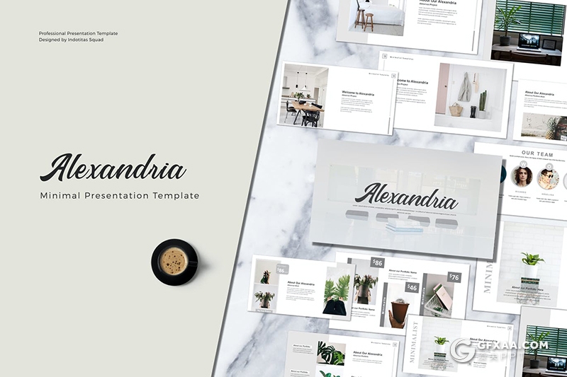 64页极简文艺风格室内装修设计公司宣传介绍PPT模板 - 顶尖PPT