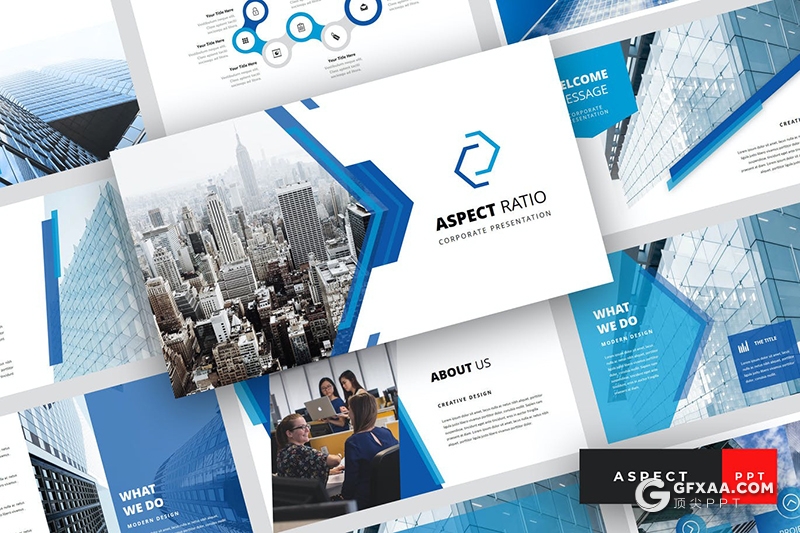 34页蓝色商务风格企业宣传介绍项目展示PPT模板 - 顶尖PPT