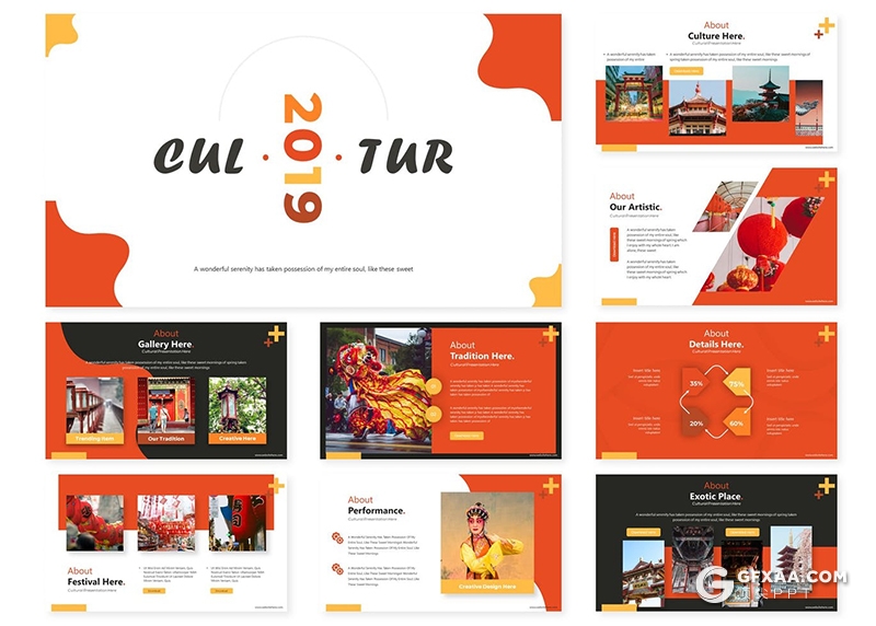 30页中国农历新年文化宣传介绍ppt模板5种主题配色 - 顶尖PPT