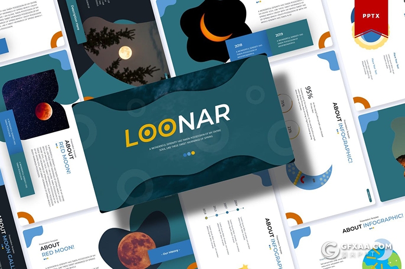 30页卡通风格宇宙星球月球知识宣传演讲PPT模板5种主题配色 - 顶尖PPT