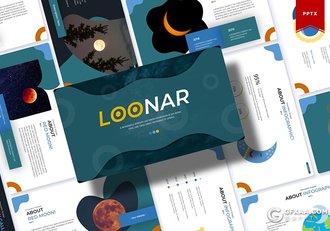 30页卡通风格宇宙星球月球知识宣传演讲PPT模板5种主题配色 - 顶尖PPT