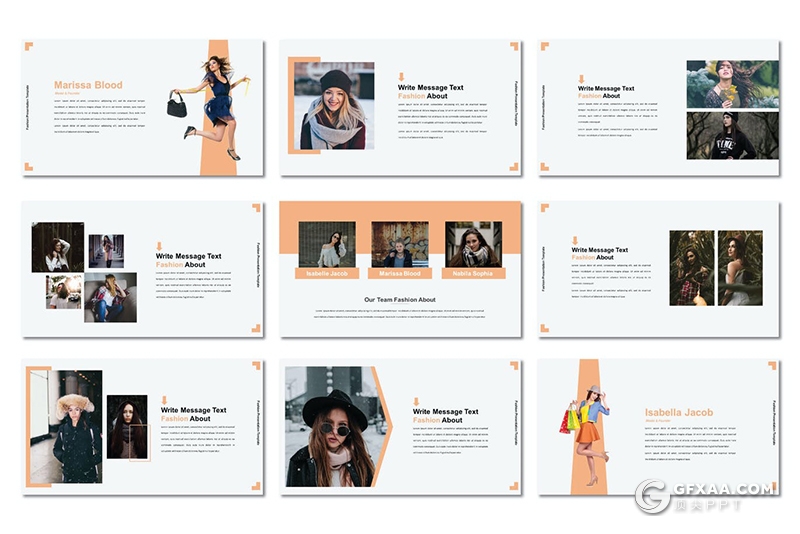 56页时尚服装秀展示模特写真摄影图片展PPT模板 - 顶尖PPT