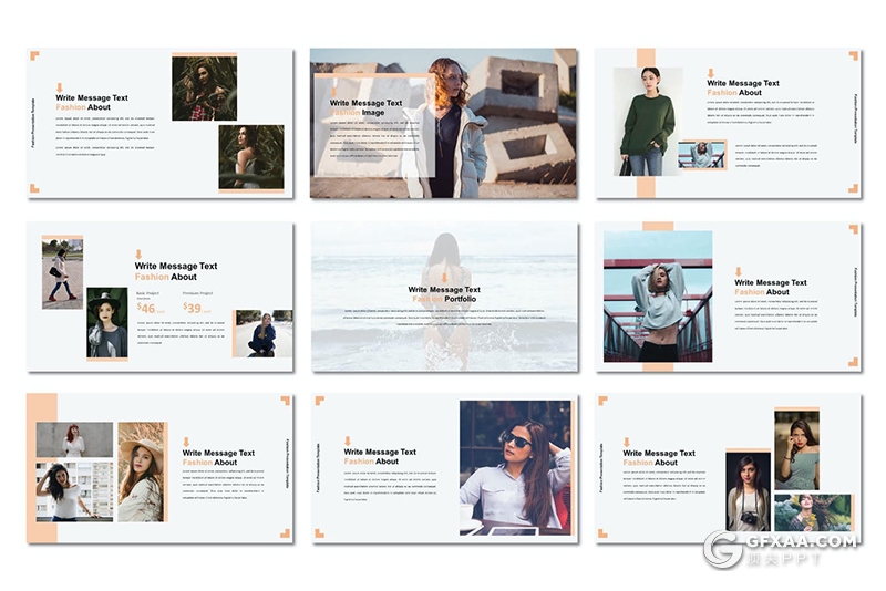 56页时尚服装秀展示模特写真摄影图片展PPT模板 - 顶尖PPT