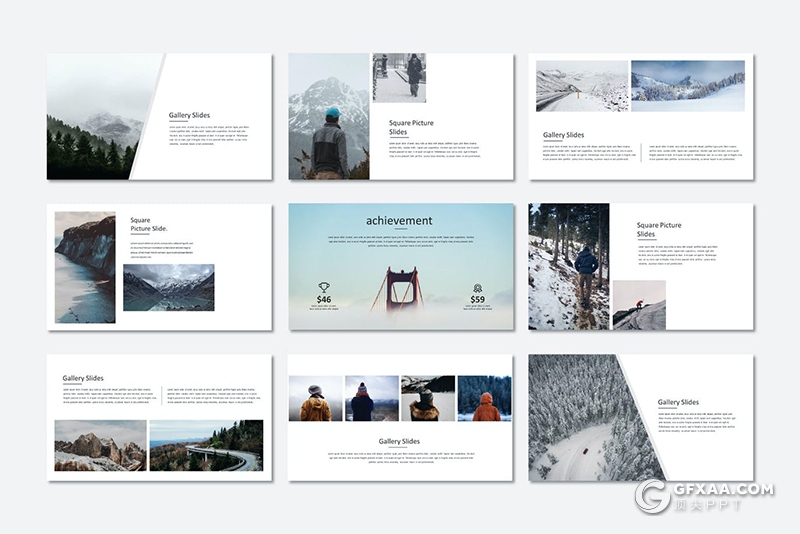 50页极简文艺风格摄影美图展示PPT模板 - 顶尖PPT