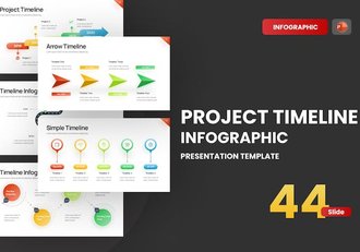彩色项目进度时间轴流程图形PPT模板 - 顶尖PPT