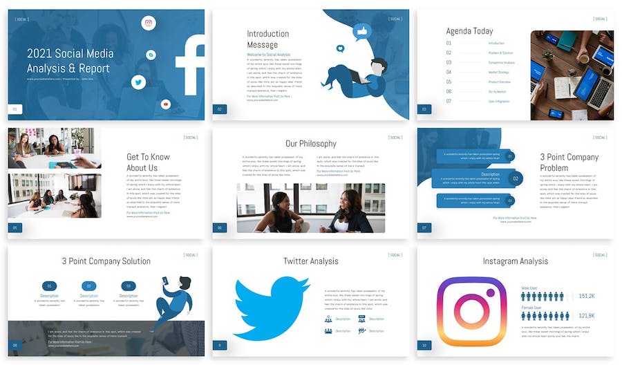 社交媒体数据分析统计keynote模板 - 顶尖PPT