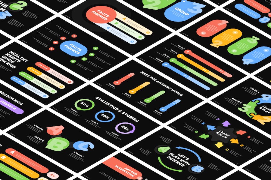 儿童信息图表教学设计PPT模板 - 顶尖PPT