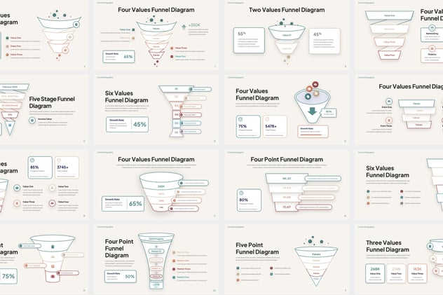 线稿微立体漏斗信息图形keynote模板 - 顶尖PPT