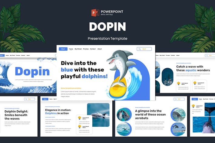 海豚动物展览科普宣传PPT模板 - 顶尖PPT