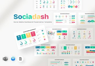 社交媒体仪表板数据分析专业演示Keynote模板 - 顶尖PPT
