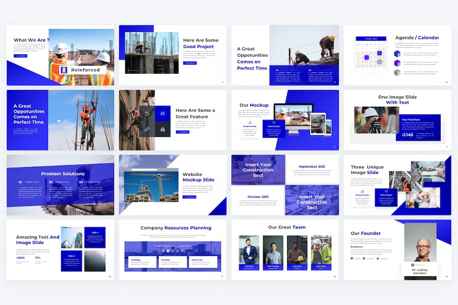 蓝色现代工程建筑keynote模板 - 顶尖PPT