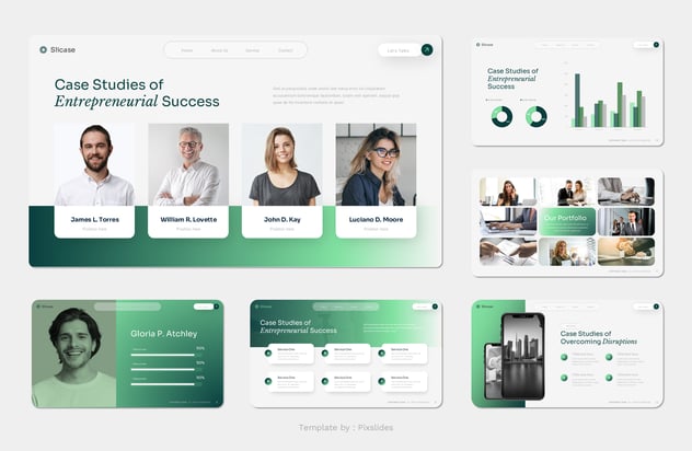 新拟态风绿色渐变企业汇报学术研究PPT模板 - 顶尖PPT