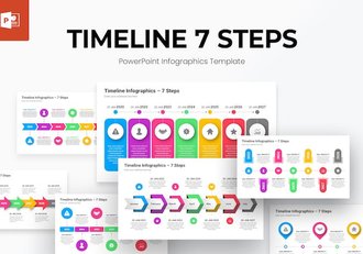 彩色时间轴信息图形PPT模板 - 顶尖PPT