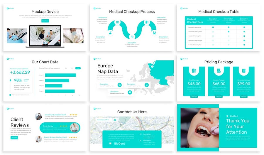 简约大气牙齿牙科护理主题PPT模板 - 顶尖PPT