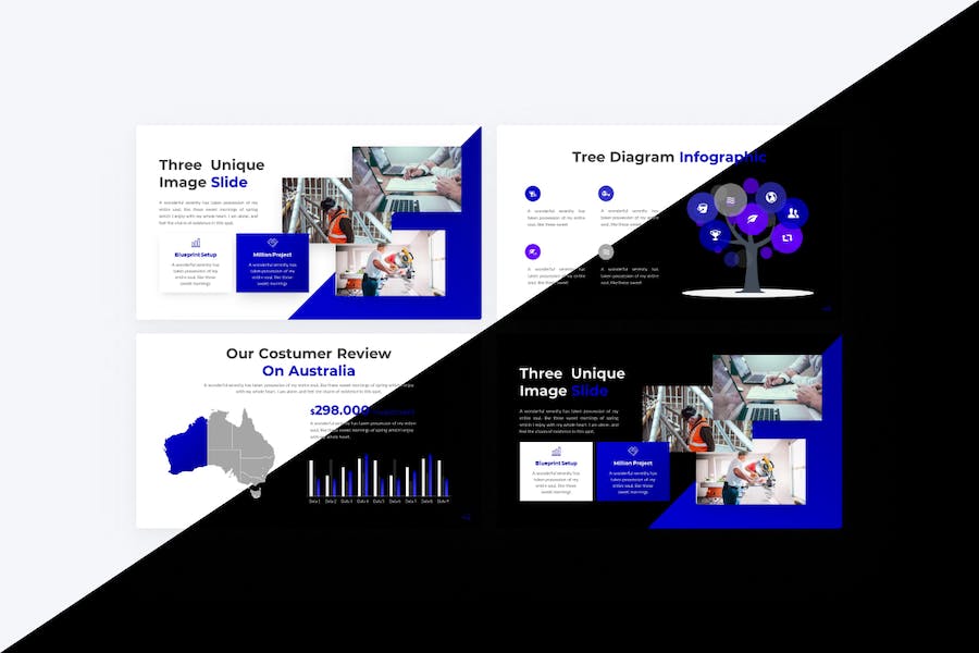 蓝色现代工程建筑keynote模板 - 顶尖PPT