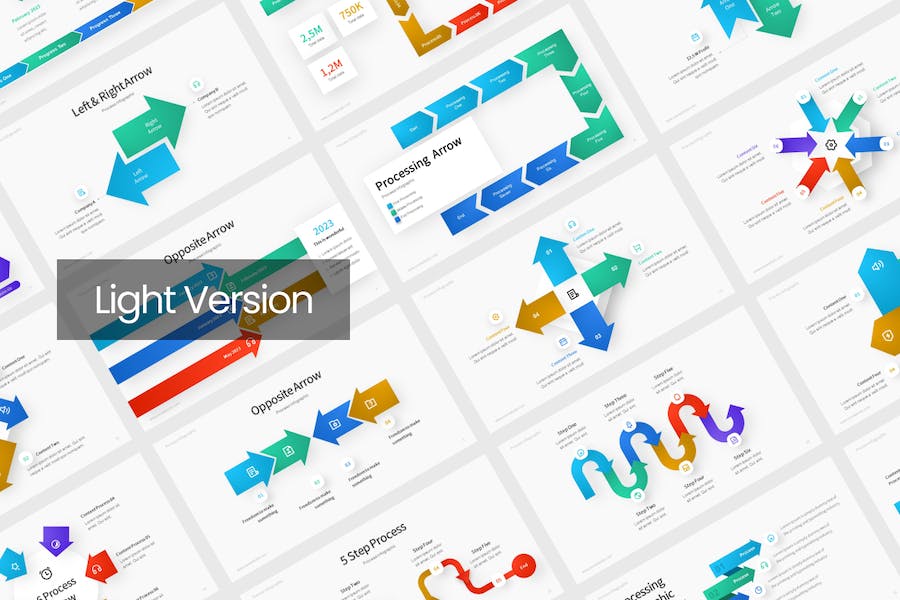 流程步骤图箭头指向图形PPT模板 - 顶尖PPT