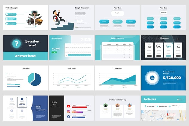 现代报告信息图表keynote模板 - 顶尖PPT