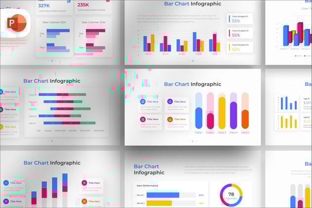 彩色条形信息图形PPT模板 - 顶尖PPT