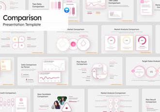 新拟态风格线稿描边数据对比图形keynote模板 - 顶尖PPT