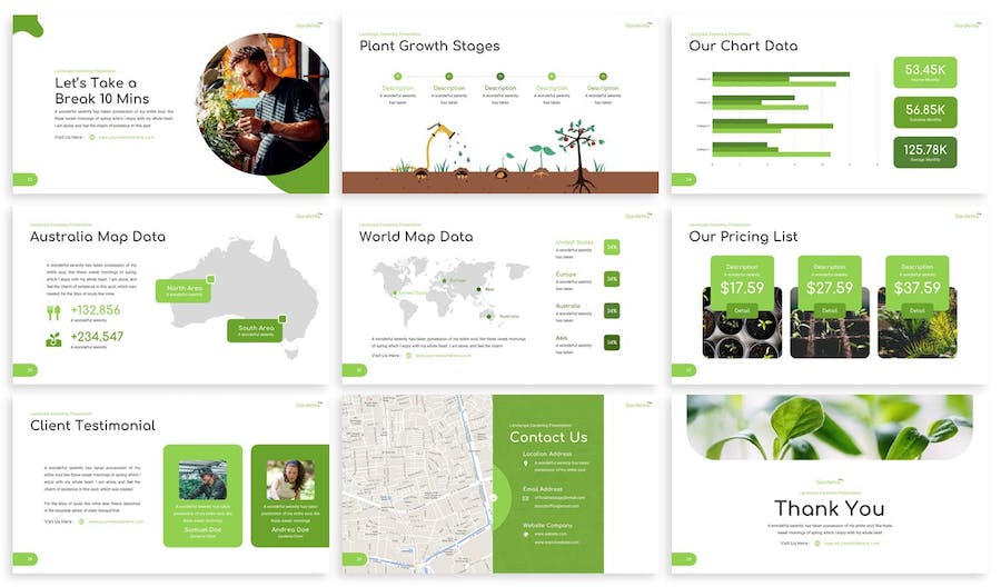 绿色栀子花农业种植Keynote模板 - 顶尖PPT