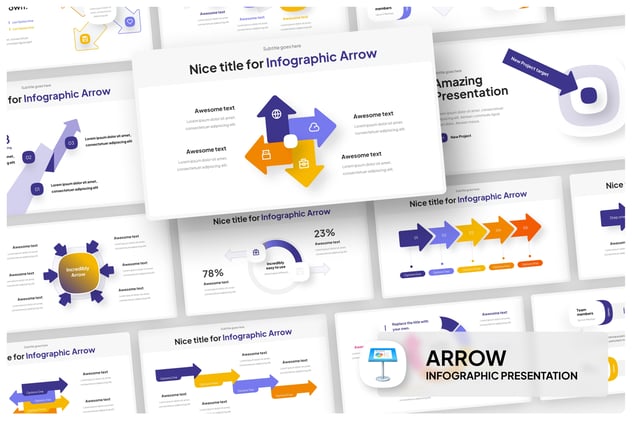 箭头流程递进信息图形Keynote模板 - 顶尖PPT
