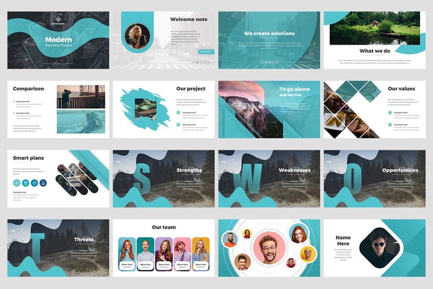 现代报告信息图表keynote模板 - 顶尖PPT