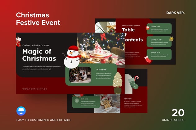 圣诞节日活动策划黑暗版Keynote模板 - 顶尖PPT