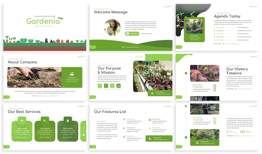 绿色栀子花农业种植Keynote模板 - 顶尖PPT