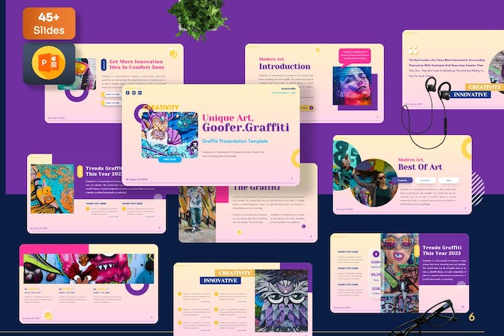 花花公子涂鸦讲述展示创意设计PPT模板 - 顶尖PPT