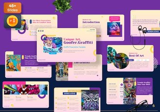 花花公子涂鸦讲述展示创意设计PPT模板 - 顶尖PPT