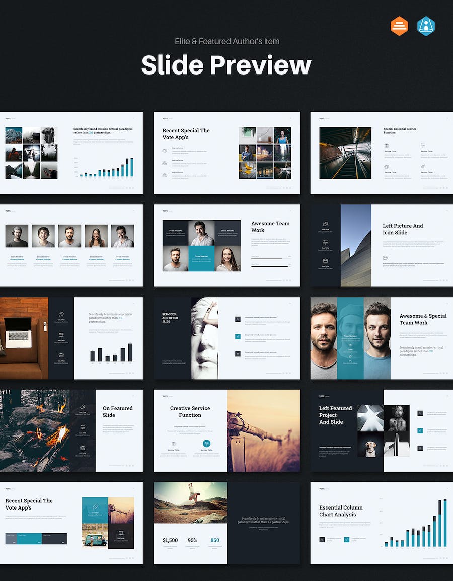 欧美迷你极简设计风格商务多用途PPT模板 - 顶尖PPT