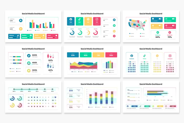 社交媒体仪表板数据分析专业演示Keynote模板 - 顶尖PPT