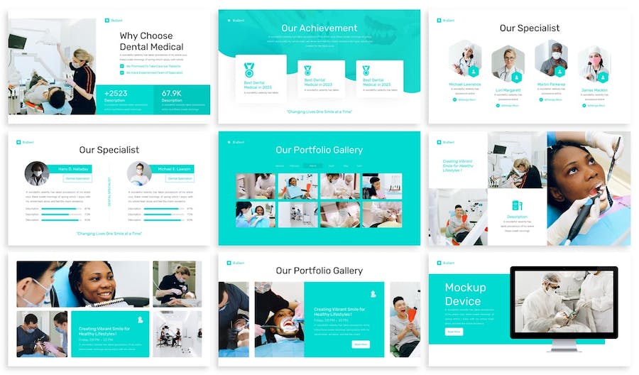 简约大气牙齿牙科护理主题PPT模板 - 顶尖PPT