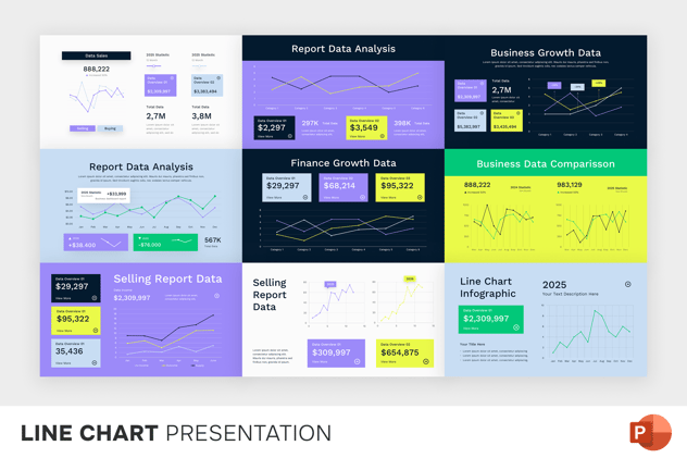 折线图数据趋势分析PPT模板 - 顶尖PPT
