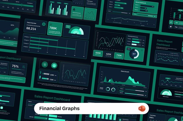 科技风格数据图形图表PPT模板 - 顶尖PPT