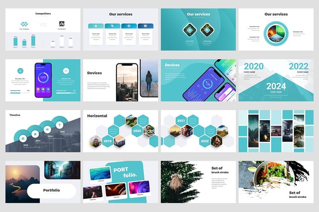 现代报告信息图表keynote模板 - 顶尖PPT