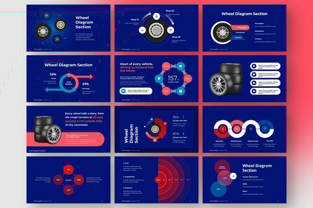 创意车轮信息图形PPT模板 - 顶尖PPT