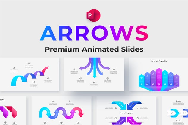 彩色动画箭头指向图形PPT模板 - 顶尖PPT