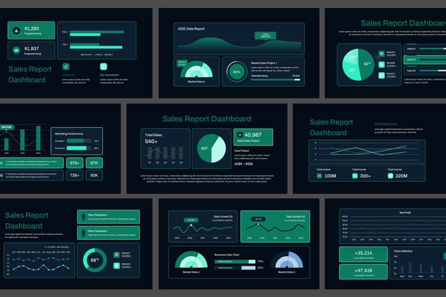 科技风格数据图形图表PPT模板 - 顶尖PPT