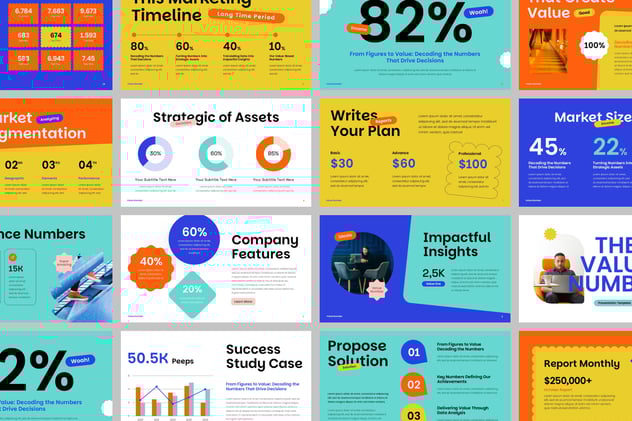 数值展示信息图表设计PPT模板 - 顶尖PPT