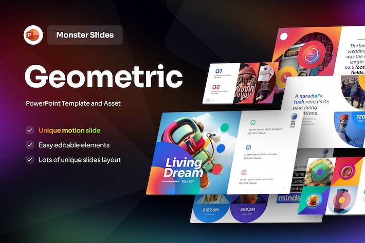 几何创意风格作品展示商务通用PPT模板 - 顶尖PPT