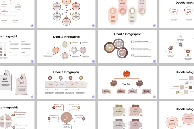 涂鸦风创意信息图形PPT模板 - 顶尖PPT