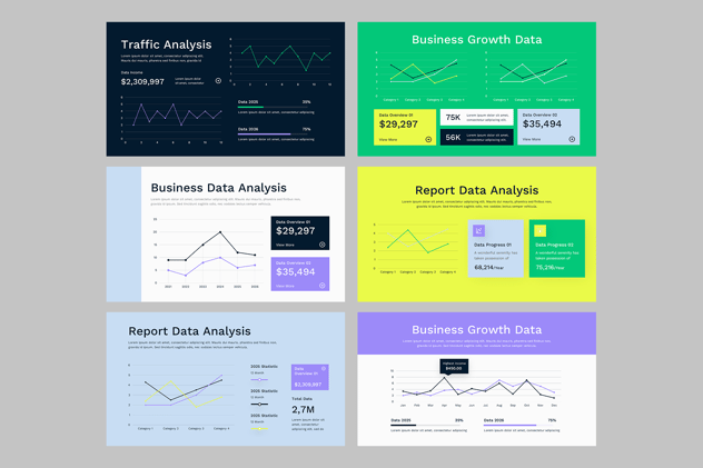 折线图数据趋势分析PPT模板 - 顶尖PPT