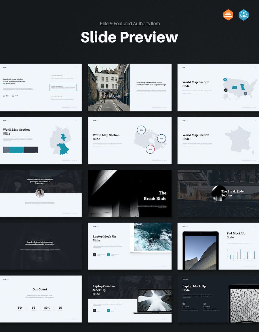 欧美迷你极简设计风格商务多用途PPT模板 - 顶尖PPT