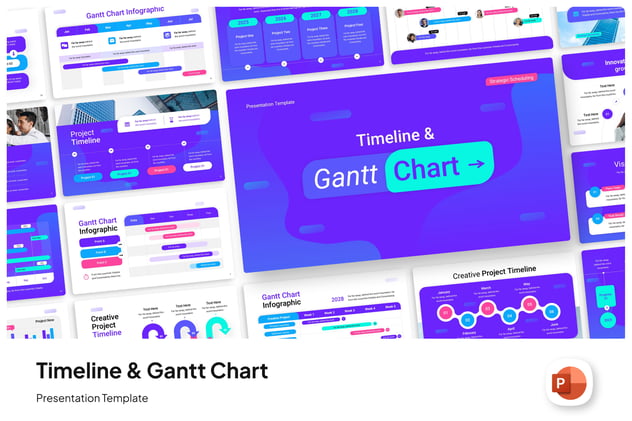 时间轴甘特图项目进度管理PPT模板 - 顶尖PPT