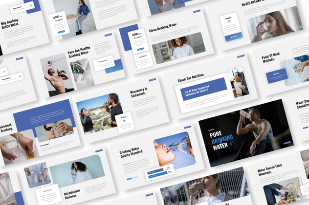 健康饮用水纯净水主题PPT模板 - 顶尖PPT