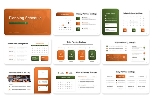 橙色绿地规划项目时间表PPT安排模板 - 顶尖PPT