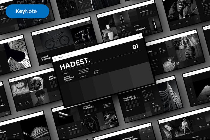 黑白风企业业务合作图片摄影展示多用途keynote模板 - 顶尖PPT